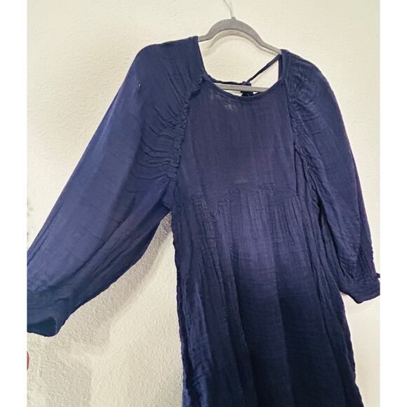 NEW Free People Adler Navy Blue Long Sleeve Tunic Mini Dress Size XS Boho Scandi - Picture 5 of 12